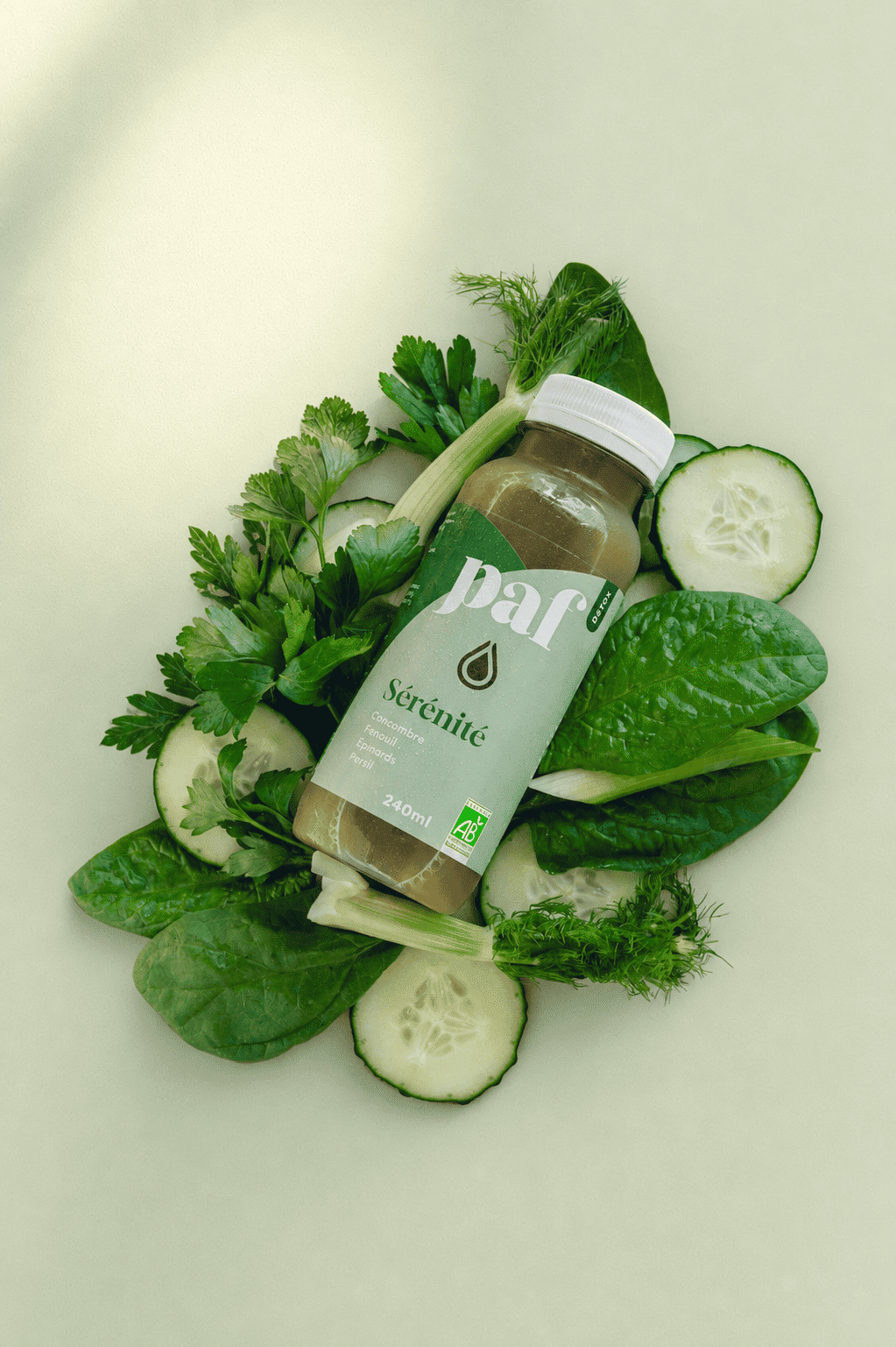 Coffret de jus fenouil, concombre & persil – SÉRÉNITÉ 100% vert.